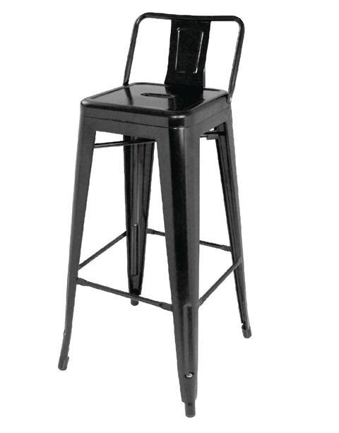 Bistro Barkruk met Rugleuning | Zwart | Staal | 94(h)x43x..., Zakelijke goederen, Horeca | Keukenapparatuur, Verzenden