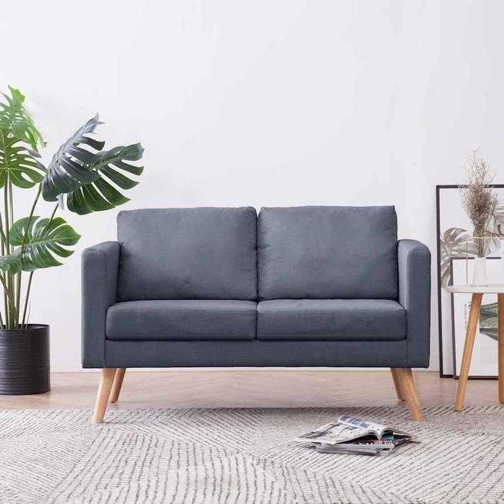 vidaXL Tweezitsbank stof donkergrijs, Huis en Inrichting, Banken | Bankstellen, Nieuw, Minder dan 150 cm, Stof, Tweepersoons, Verzenden