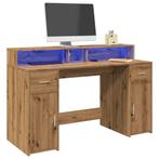 vidaXL Bureau met LED-verlichting 140x55x91 cm hout, Verzenden, Nieuw