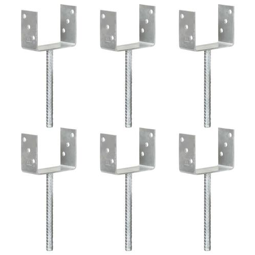 vidaXL Grondankers 6 st 12x6x30 cm gegalvaniseerd staal, Doe-het-zelf en Verbouw, IJzerwaren en Bevestigingsmiddelen, Nieuw, Verzenden