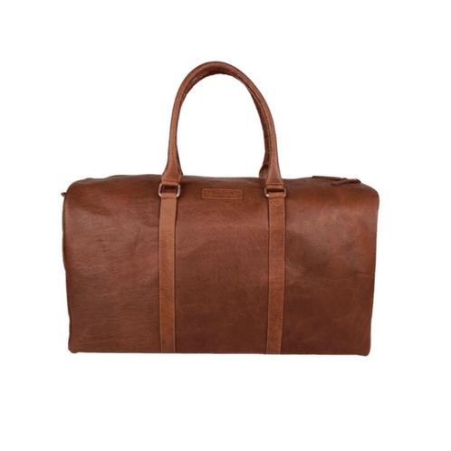 Leren Weekendtas Cognac & Zwart, Sieraden, Tassen en Uiterlijk, Tassen | Reistassen en Weekendtassen, Verzenden
