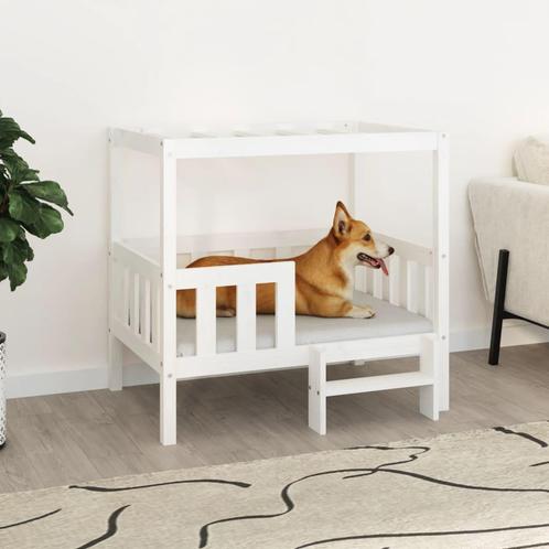 vidaXL Hondenmand 95,5x73,5x90 cm massief grenenhout wit, Dieren en Toebehoren, Honden-accessoires, Nieuw, Verzenden