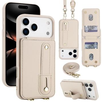 iPhone 17 Pro Hoesje met Pasjeshouder en Draagkoord Beige/Wi beschikbaar voor biedingen