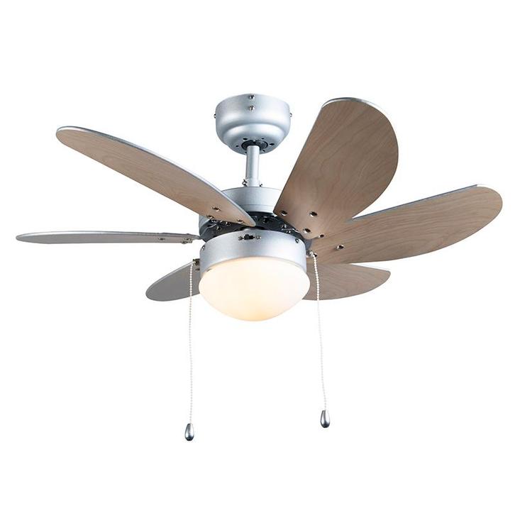 Plafondventilator staal met hout print 80cm met, Huis en Inrichting, Lampen | Plafondlampen, Nieuw, Overige materialen