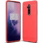 ProGuard OnePlus 7T Pro Hoesje Brushed Carbon Rood, Verzenden, Nieuw, Hoesje of Tasje