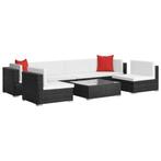 vidaXL 7-delige Loungeset met kussens poly rattan zwart, Nieuw, Loungeset, 7 zitplaatsen, Verzenden