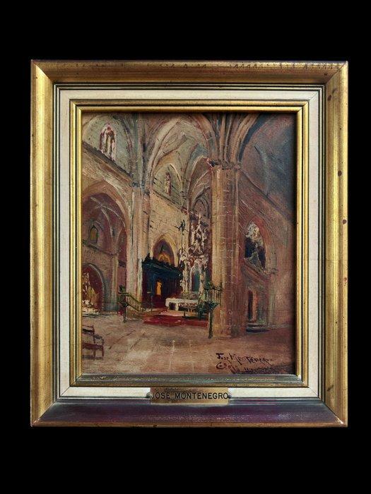 José Montenegro Capell (1853-1929) - Vista del altar mayor, Antiek en Kunst, Kunst | Schilderijen | Klassiek