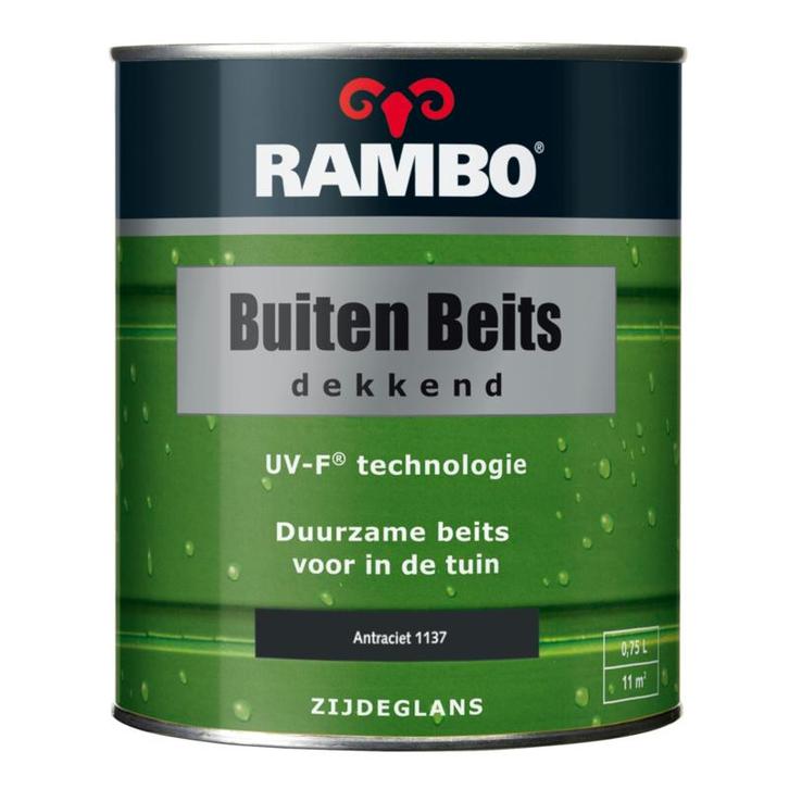 Rambo Buitenbeits Dekkend Zijdeglans - Ivoorwit 1101 - 0,..., Doe-het-zelf en Verbouw, Verf, Beits en Lak, Beits, Wit, Nieuw, Minder dan 5 liter