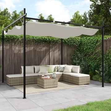 Pergola met uitschuifbaar dak 295x292x230 crmekleurig beschikbaar voor biedingen
