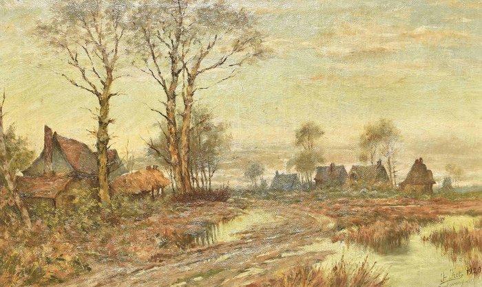 Belgische school (XX) - Herbstliche Dorflandschaft, Antiek en Kunst, Kunst | Schilderijen | Klassiek