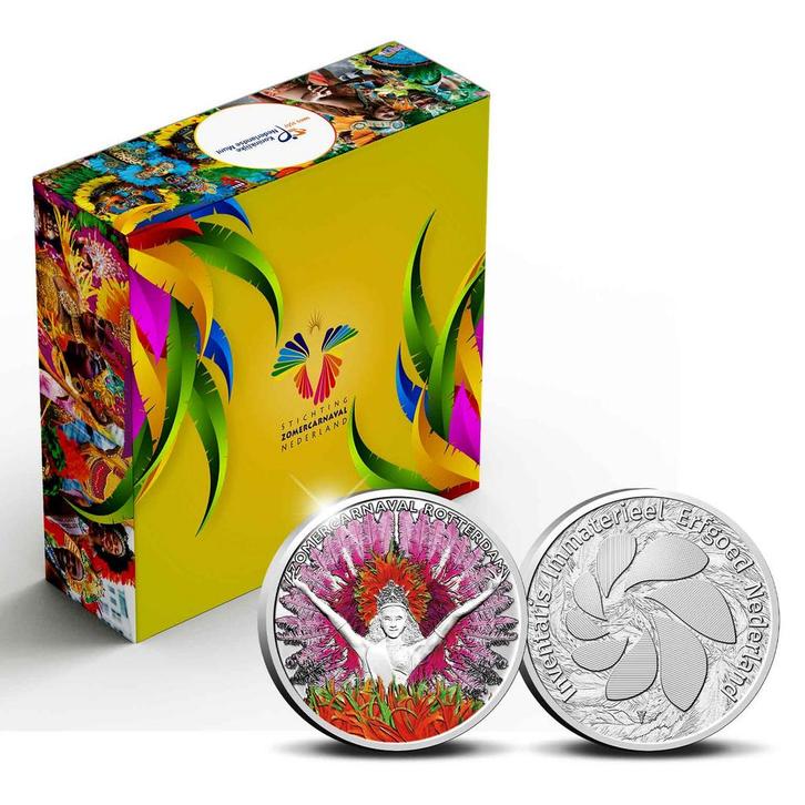 Zomercarnaval Rotterdam Zilver 1 ounce met kleur, Postzegels en Munten, Munten | Nederland, Verzenden