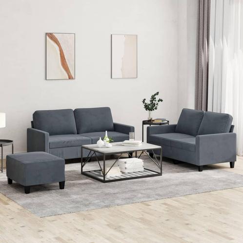 vidaXL 3-delige Loungeset met kussens fluweel donkergrijs, Huis en Inrichting, Banken | Bankstellen, Nieuw, Stof, Vierpersoons of meer