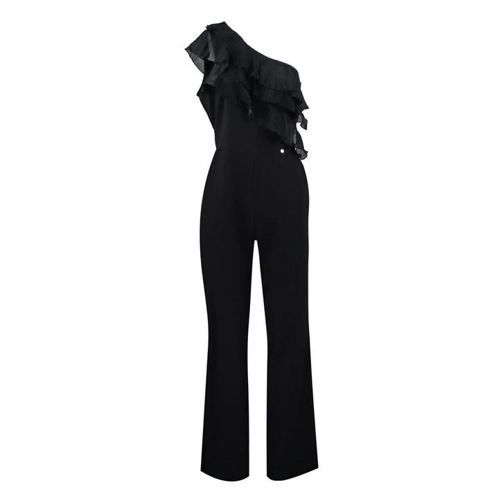 Rinascimento • zwarte jumpsuit ruches • M, Kleding | Dames, Jumpsuits, Zwart, Nieuw, Maat 38/40 (M), Verzenden