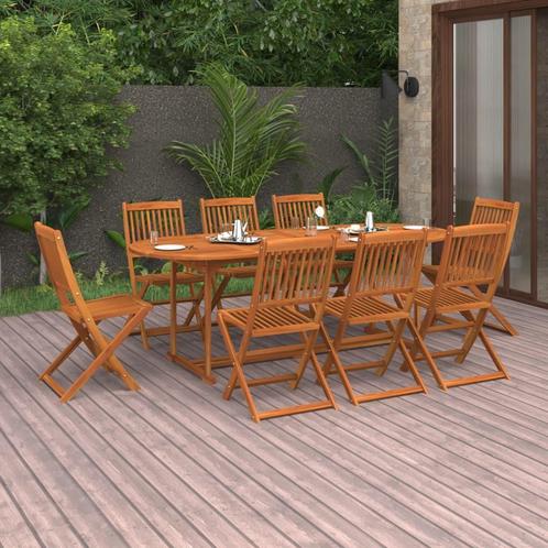 vidaXL 9-delige Tuinset 220x90x75 cm massief acaciahout, Tuin en Terras, Tuinsets en Loungesets, Tuinset, Nieuw, 8 zitplaatsen