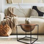 Bijzettafel - Livion Elina - 53x53cm - Zwart - Metaal - Hout, Ophalen of Verzenden, Nieuw