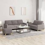 vidaXL 3-delige Loungeset met kussens stof taupe, Huis en Inrichting, Banken | Bankstellen, Verzenden, 150 tot 200 cm, Nieuw, Stof