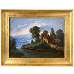 École Française (XIX) - Scène rurale au bord de l’eau – Fin, Antiek en Kunst, Kunst | Schilderijen | Klassiek