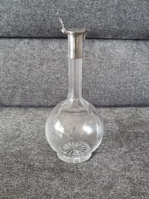 Karaf - Zilver - Gegraveerd kristal en zilver, Antiek en Kunst, Antiek | Goud en Zilver