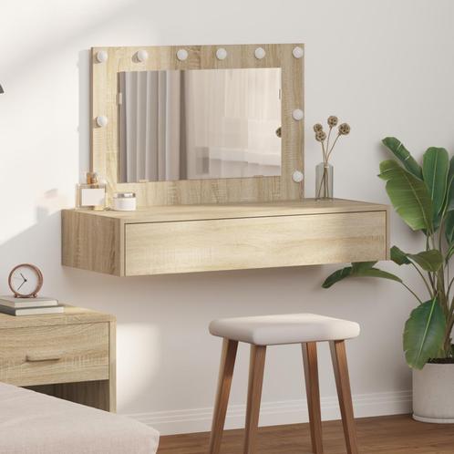 vidaXL Wandkaptafel met LED-licht in Sonoma Eiken, Huis en Inrichting, Tafels | Kaptafels, Nieuw, Verzenden