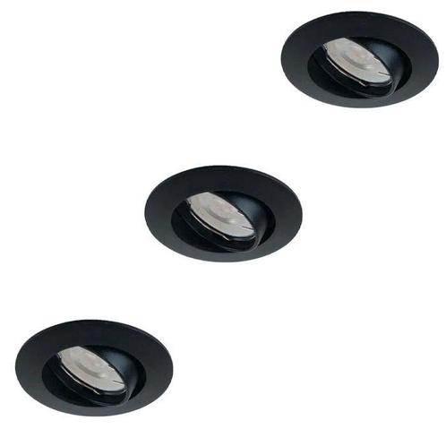 Set van 3 inbouwspots Lucca mini zwart + LED spots GU11 Lyba, Huis en Inrichting, Lampen | Spots, Nieuw, Verzenden