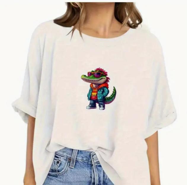 Heat-Transfer - Hippe krokodil ( cartoon ) - maak je eigen, Hobby en Vrije tijd, Overige Hobby en Vrije tijd, Verzenden