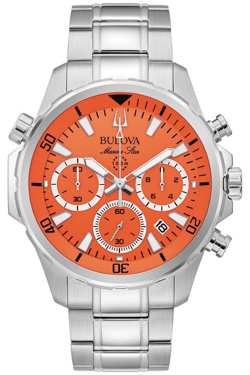 Bulova 96B395 Marine Star Chronograaf horloge 44 mm, Sieraden, Tassen en Uiterlijk, Horloges | Heren, Staal, Nieuw, Staal, Overige merken