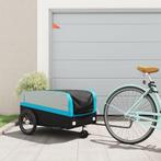 vidaXL Fietstrailer 45 kg ijzer zwart en blauw, Fietsen en Brommers, Fietsaccessoires | Aanhangers en Karren, Verzenden, Nieuw