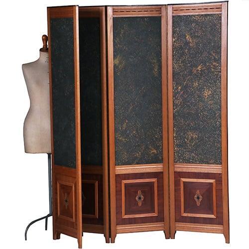 4-slags kamerscherm met sterrehemel en inlegwerk onderpanele, Antiek en Kunst, Antiek | Meubels | Tafels, Ophalen of Verzenden