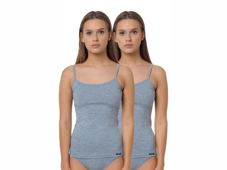 2 stuks Dames onderhemd - spaghettibandjes - Slimfit - Grijs, Kleding | Heren, Ondergoed, Verzenden