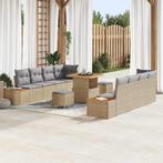 vidaXL Tuin Sofa Set 11 pcs Beige en Licht Grijs 80 x 80 x, Verzenden, Nieuw, Rotan