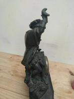 Figurale pendule - - Gepatineerd brons - 1970-1980 - Clock, Antiek en Kunst