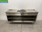RVS Werktafel met inbouw inductie Fornuis 188 cm 400V Horeca, Ophalen of Verzenden, Gebruikt
