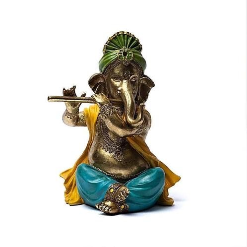 Ganesha met fluit beeld 28cm., Huis en Inrichting, Woonaccessoires | Overige, Nieuw, Verzenden