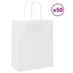 vidaXL Papieren zakken 50 st met hengsels 18x8x22 cm wit, Verzenden, Nieuw