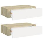MDF Eiken/Wit Wandschap 2st | Tweedekansje | 35% Korting, Huis en Inrichting, Woonaccessoires | Wandplanken en Boekenplanken, Ophalen of Verzenden