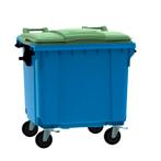 Afvalcontainer 1100 liter blauw/groen deksel vlak, Huis en Inrichting, Woonaccessoires | Prullenbakken, Nieuw, Ophalen of Verzenden