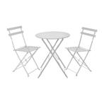 Bistroset tafel + 2 stoelen - wit - 59x70 | 41x44x81 cm, Tuin en Terras, Tuinsets en Loungesets, Nieuw, Verzenden