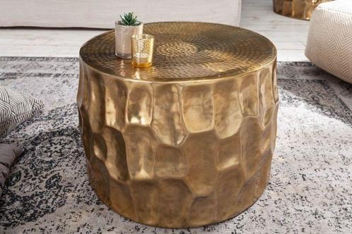 Ronde salontafel ORGANIC ORIENT 55cm goud metaal gehamerd 3D, Huis en Inrichting, Tafels | Salontafels, Ophalen of Verzenden