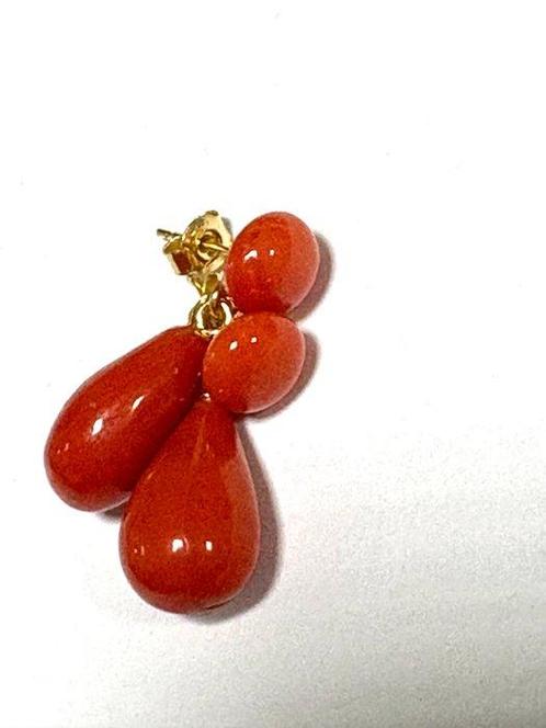Zonder Minimumprijs - Oorbellen - 18 karaat Geel goud Koraal, Sieraden, Tassen en Uiterlijk, Oorbellen