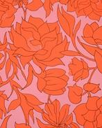 Viscose Jersey Bloemen Oranje/Roze, Nieuw, Roze