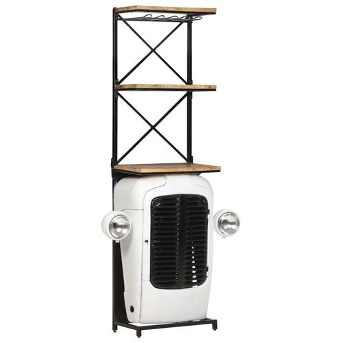 vidaXL Wijnkast tractor 49x31x172 cm ruw mangohout wit, Huis en Inrichting, Woonaccessoires | Wijnrekken, Nieuw, Verzenden