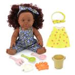 Donkere pop met strand speelgoed, zand speelgoed, Kinderen en Baby's, Speelgoed | Poppen, Nieuw, Verzenden