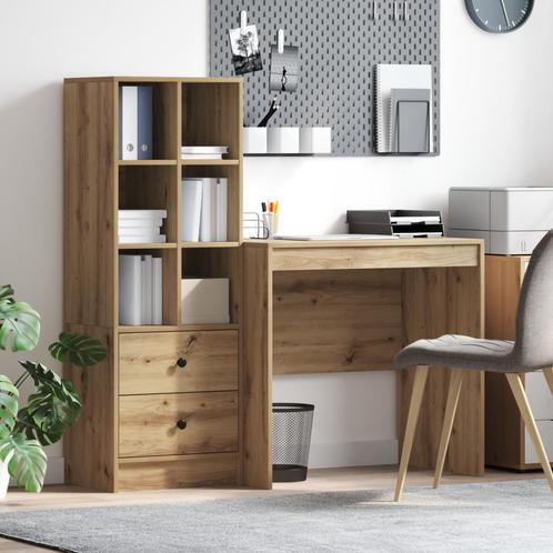 vidaXL Bureau met opbergruimte bewerkt hout artisanaal eiken, Huis en Inrichting, Kasten | Buffetkasten, Nieuw, Overige houtsoorten