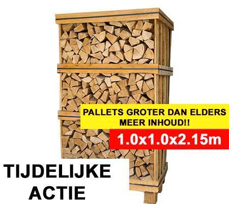 Haardhout Essen ovengedroogd Pallet XXL 2,15m2, Tuin en Terras, Haardhout, Blokken, Essenhout, Verzenden
