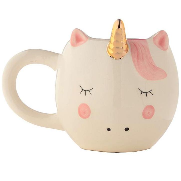 Beker - Unicorn Eenhoorn Creme wit met Goud - 560ml NIEUW, Huis en Inrichting, Keuken | Servies, Nieuw, Ophalen of Verzenden