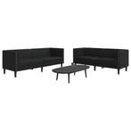 vidaXL 2-delige Loungeset Chesterfield-stijl kunstleer zwart, Verzenden, Nieuw, Vierpersoons of meer, Leer