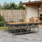 vidaXL 9-delige Tuinset met kussens poly rattan grijs, Nieuw, 8 zitplaatsen, Tuinset, Verzenden
