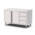HCB Werkkast - klapdeur - 3 lades - 140 cm - RVS, Verzenden, Nieuw in verpakking, RVS Meubilair