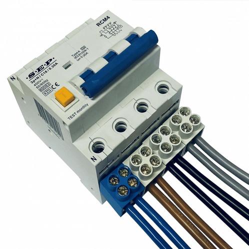 Sep aftakblok pin 1 fase 2x16mm² grijs, Doe-het-zelf en Verbouw, Elektra en Kabels, Ophalen of Verzenden