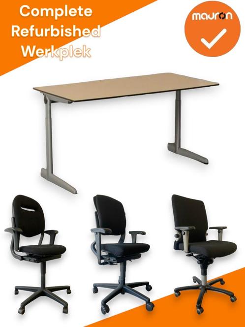 Refurbished Complete Werkplek -  Ahorn trespa blad - Handmat, Zakelijke goederen, Kantoor en Winkelinrichting | Kantoormeubilair en Inrichting